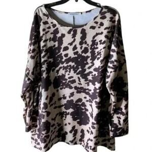 Misslook Lagenlook Style Leopard Animal Print Women Long Sleeve Shirt XL